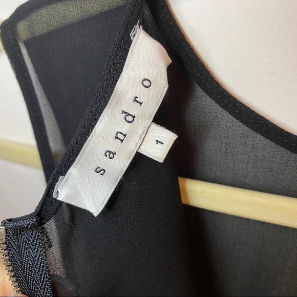 Sandro Rime Bustier Sheer Dress in White & Black size 1 Small - Picture 5 of 10